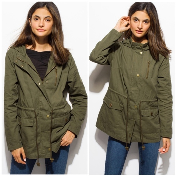 Rosette Unlined Anorak jacket military green New - Picture 2 of 5